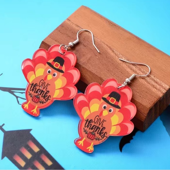 Acrylic Turkey Earrings - Picture 4 of 6